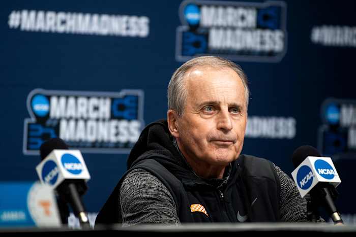 Tennessee Volunteers HC Rick Barnes during media availability of a March Madness practice in Indianapolis, Indiana, on March 16, 2022. (Photo by Brianna Paciorka)